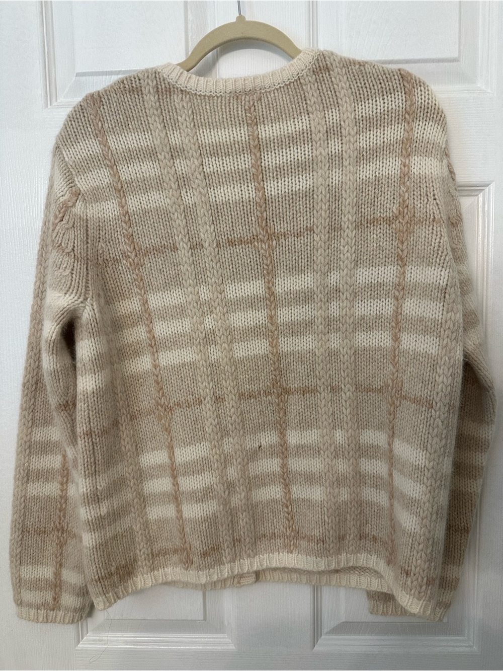 Talbots Cream and Tan Plaid Button-Front Cardigan - Picture 2 of 6